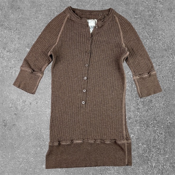 Mossimo Supply Co. Tops - Mossimo Supply Co Brown Ribbed Knit Henley Top Womens Medium Y2K Bella Swan‎